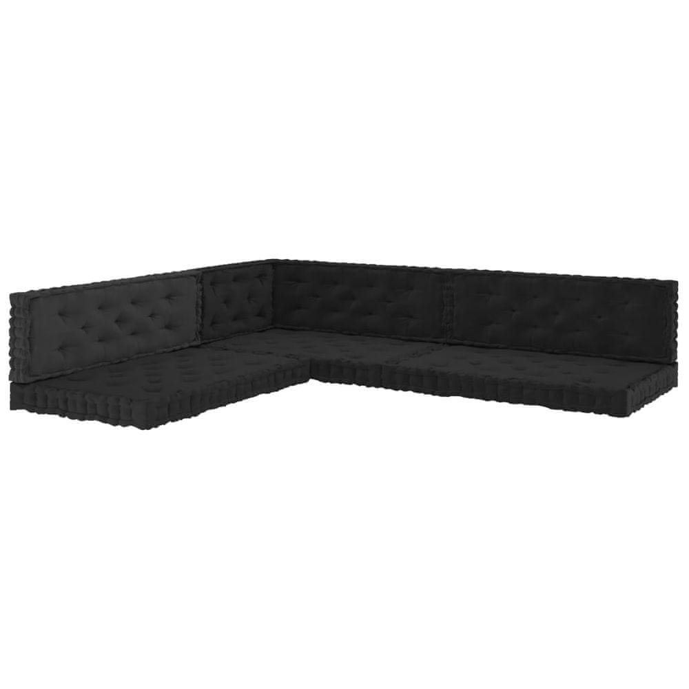 Vidaxl Podlahové podložky na paletový nábytok 7 ks čierne bavlna